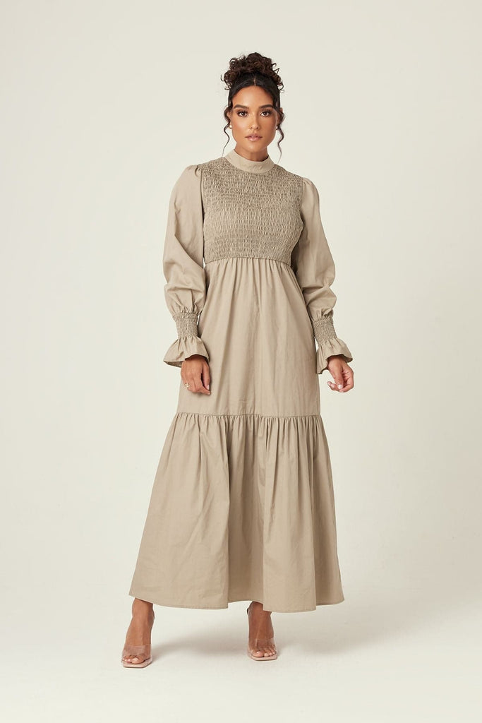 Serena Cotton Maxi Dress - Olive - Zahraa The Label