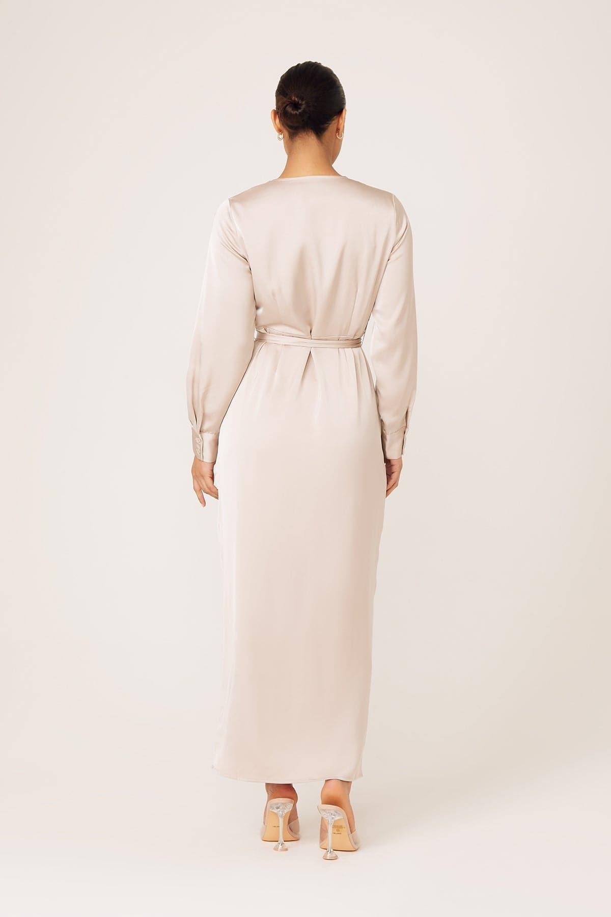 Thalia Ruched Tie Maxi Dress- Sahara - Zahraa The Label