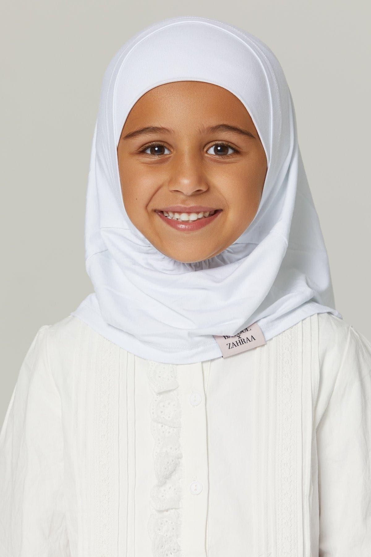 Youth Two Piece Jersey Hijab- White Crush - Zahraa The Label