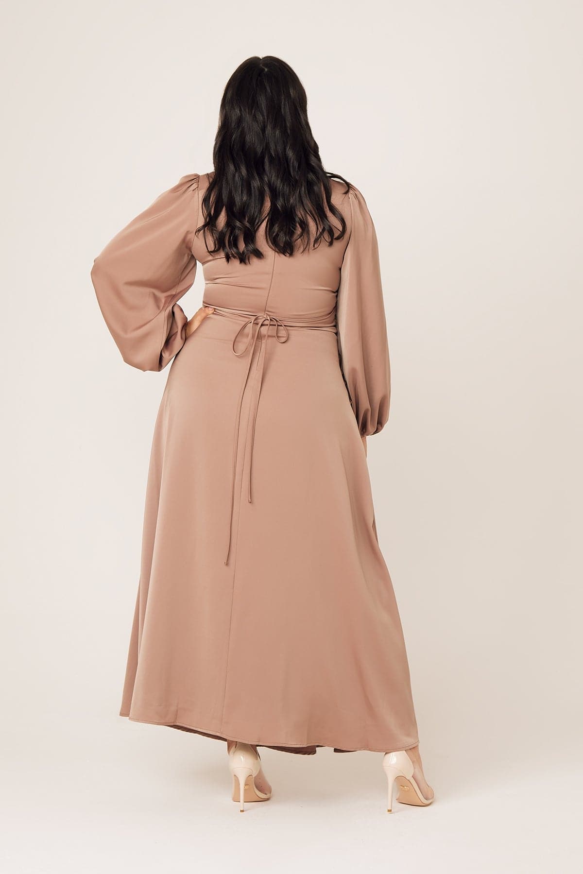 Yvonne Ruched Maxi Dress- Sand - Zahraa The Label