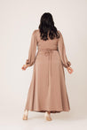 Yvonne Ruched Maxi Dress- Sand - Zahraa The Label