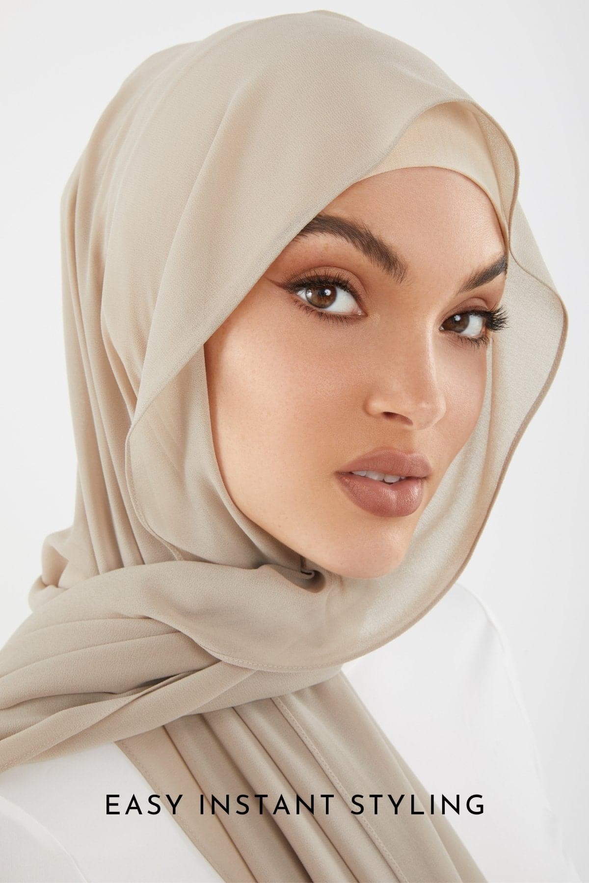 Zahraa Instant Chiffon Hijab- Bone - Zahraa The Label