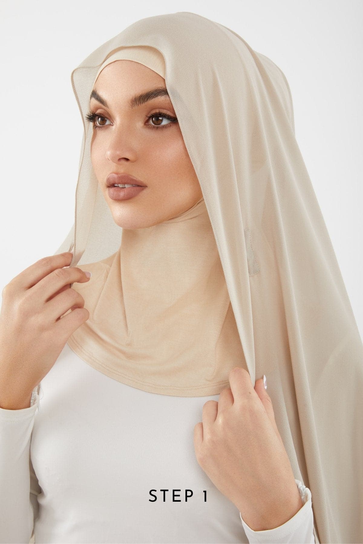 Zahraa Instant Chiffon Hijab- Bone - Zahraa The Label