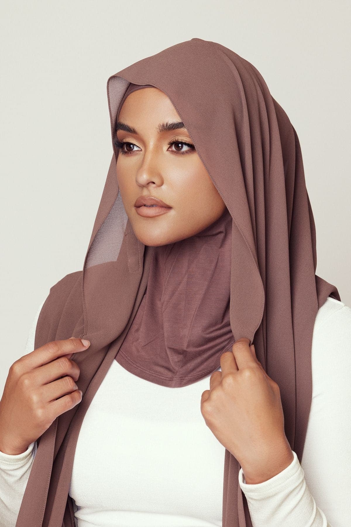 Zahraa Instant Chiffon Hijab- Mocha - Zahraa The Label